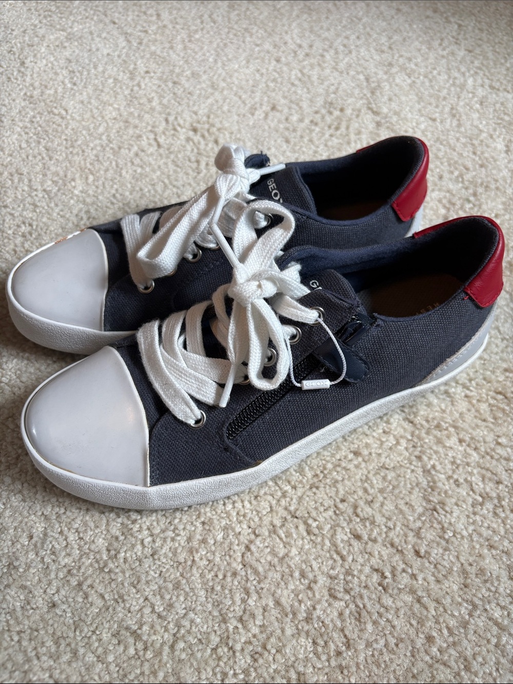 NEW GEOX Respira Canvas Sneakers, Boys size US 3.5